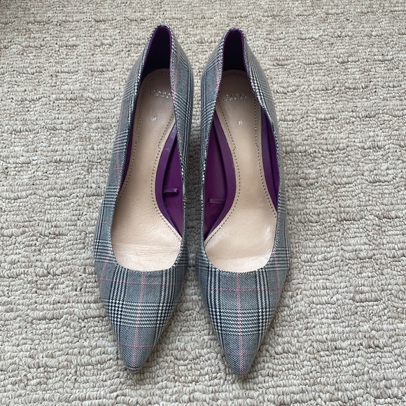 Zara Checkered Plaid Block Heel Pointed Toe Pumps Size - Picture 5 of 13